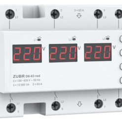 D6-63 red Įtampos kontrolės relė 3F 3NO 63A apatinė 120-210V, viršutinė 220-280V