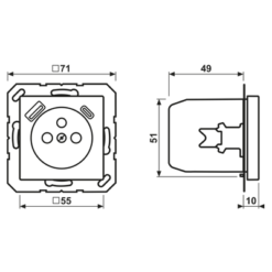 Alternative view of Lizdas, prancūziškos/belgiškos sistemos 16 A 250 V ~, su USB įkrovikliu 1 x A tipo + 1 x C tipo, SAFETY+, A serijos, aliuminis