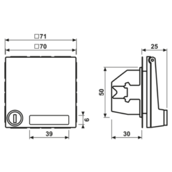 Alternative view of SCHUKO® lizdas, 16 A 250 V ~, su užrašo laukeliu, SAFETY+, atlenkiamu dangteliu, su apsauginiu užraktu, termoplastiniu laku padengtas, LS serijos, sendinto žalvario spalvos