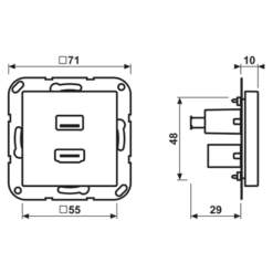 Alternative view of HDMI / USB 2.0, AS serijos, dramblio kaulo spalvos