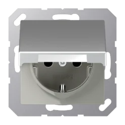SCHUKO® lizdas, 16 A 250 V ~, su atlenkiamu dangteliu, termoplastiniu laku padengtas, A serijos, aliuminis