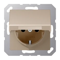 SCHUKO® lizdas, 16 A 250 V ~, su atlenkiamu dangteliu, termoplastiniu laku padengtas, A serijos, šampano spalvos