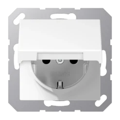 SCHUKO® lizdas, 16 A 250 V ~, su atlenkiamu dangteliu, termoplastinis, A serijos, baltas