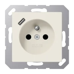 Lizdas, prancūziškos/belgiškos sistemos 16 A 250 V ~, su USB įkrovikliu 1 x C tipo, SAFETY+, AS serijos, dramblio kaulo spalvos