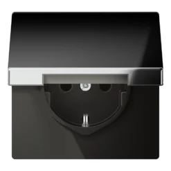 SCHUKO® lizdas, 16 A 250 V ~, SAFETY+, atlenkiamu dangteliu, metalinis, chromuotas, LS serijos, chromuotas