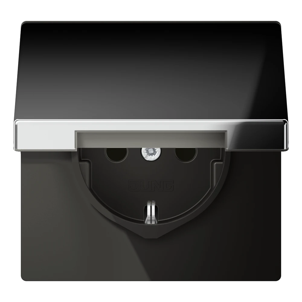 SCHUKO® lizdas, 16 A 250 V ~, su atlenkiamu dangteliu, metalinis, chromuotas, LS serijos, chromuotas