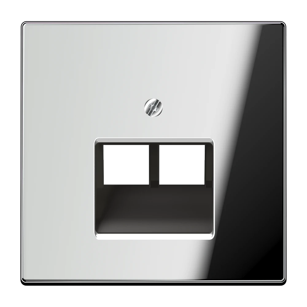 Centrinė plokštelė IAE/UAE lizdams, 2 x 8 polių, metalinė, chromuota, LS serijos, chromuota