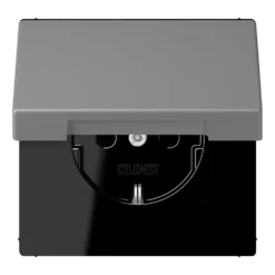 SCHUKO® lizdas, 16 A 250 V ~, su atlenkiamu dangteliu, termoplastiniu laku, LS serijos, gris 31 (32011)