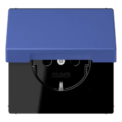 SCHUKO® lizdas, 16 A 250 V ~, atlenkiamas dangtelis, lakuotas termoplastiniu būdu, LS serija, bleu outremer 31 (32020)