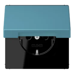 SCHUKO® lizdas, 16 A 250 V ~, atlenkiamas dangtelis, lakuotas termoplastiniu būdu, LS serija, céruléen vif (32031)