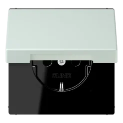 SCHUKO® lizdas, 16 A 250 V ~, atlenkiamas dangtelis, lakuotas termoplastiniu būdu, LS serija, céruléen pâle (32034)