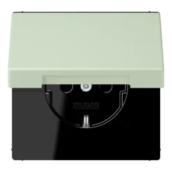 SCHUKO® lizdas, 16 A 250 V ~, atlenkiamas dangtelis, lakuotas termoplastiniu būdu, LS serija, vert anglais pâle (32042)