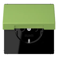 SCHUKO® lizdas, 16 A 250 V ~, su atlenkiamu dangteliu, termoplastiniu laku, LS serijos, vertikalus 31 (32051)
