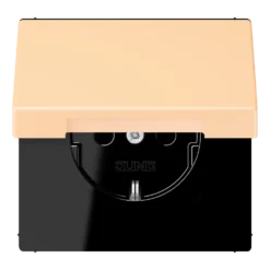 SCHUKO® lizdas, 16 A 250 V ~, su atlenkiamu dangteliu, termoplastiniu laku padengtas, LS serijos, ocre (32060)