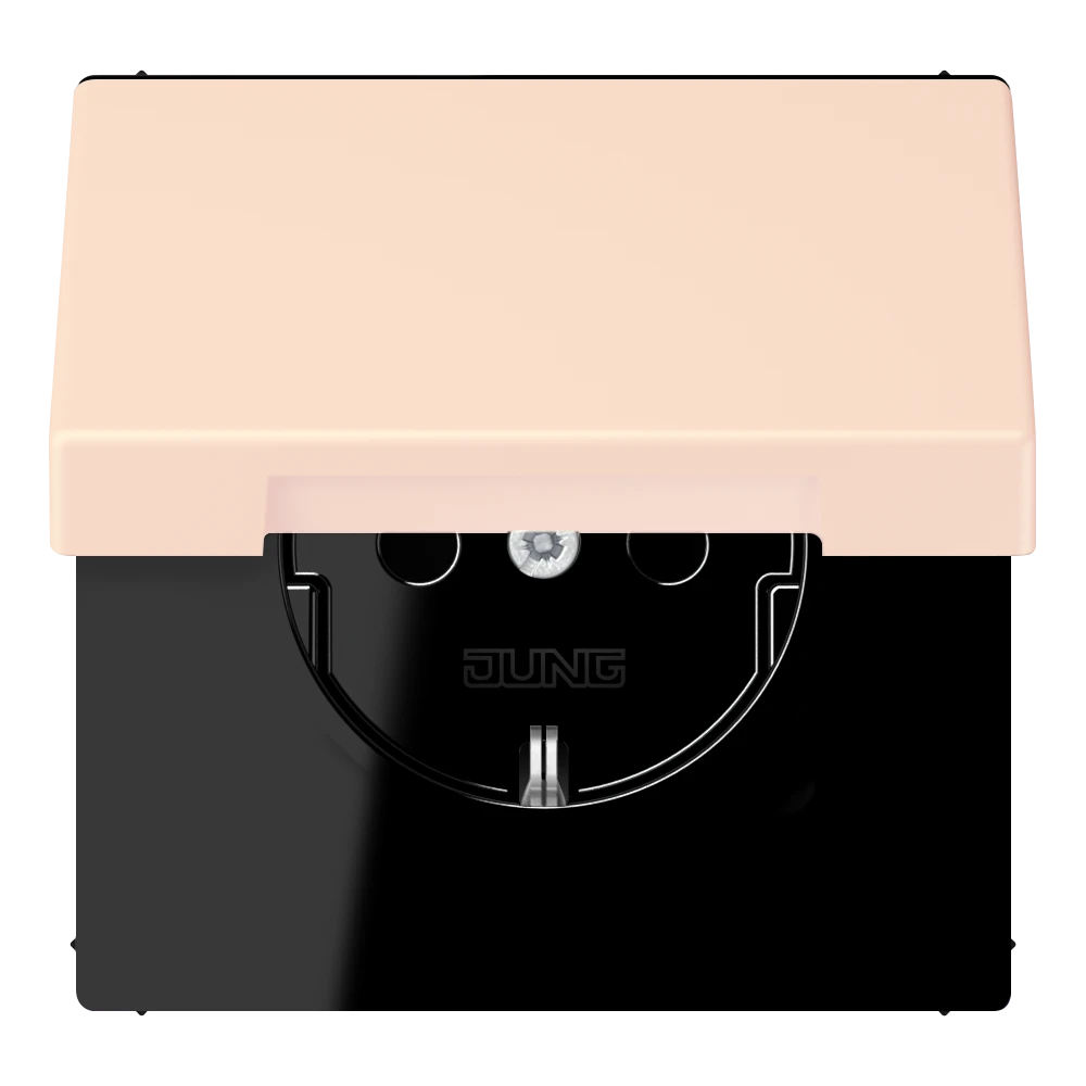 SCHUKO® lizdas, 16 A 250 V ~, su atlenkiamu dangteliu, termoplastiniu laku padengtas, LS serijos, oranžinis (32080)