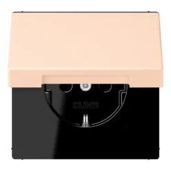 SCHUKO® lizdas, 16 A 250 V ~, su atlenkiamu dangteliu, termoplastiniu laku padengtas, LS serijos, rožinės spalvos (32091)