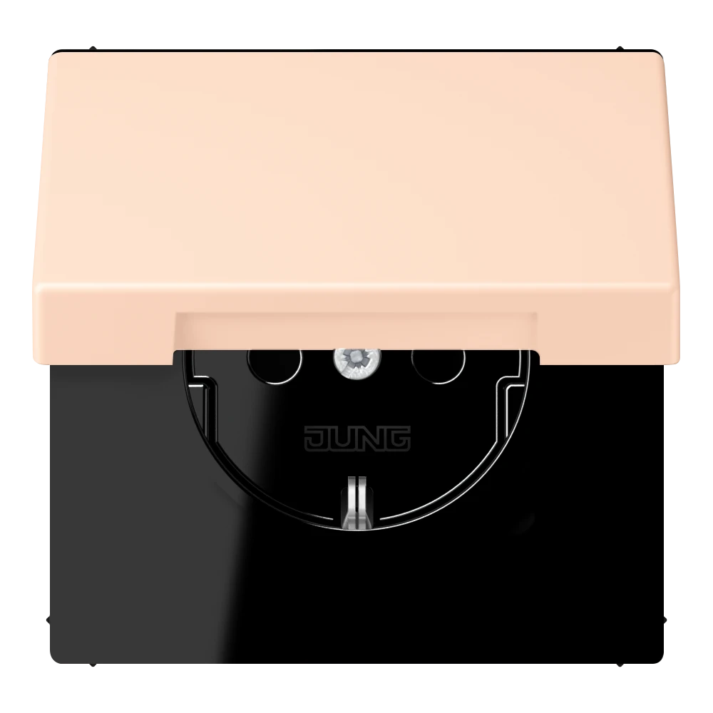 SCHUKO® lizdas, 16 A 250 V ~, su atlenkiamu dangteliu, termoplastiniu laku padengtas, LS serijos, rožinės spalvos (32091)