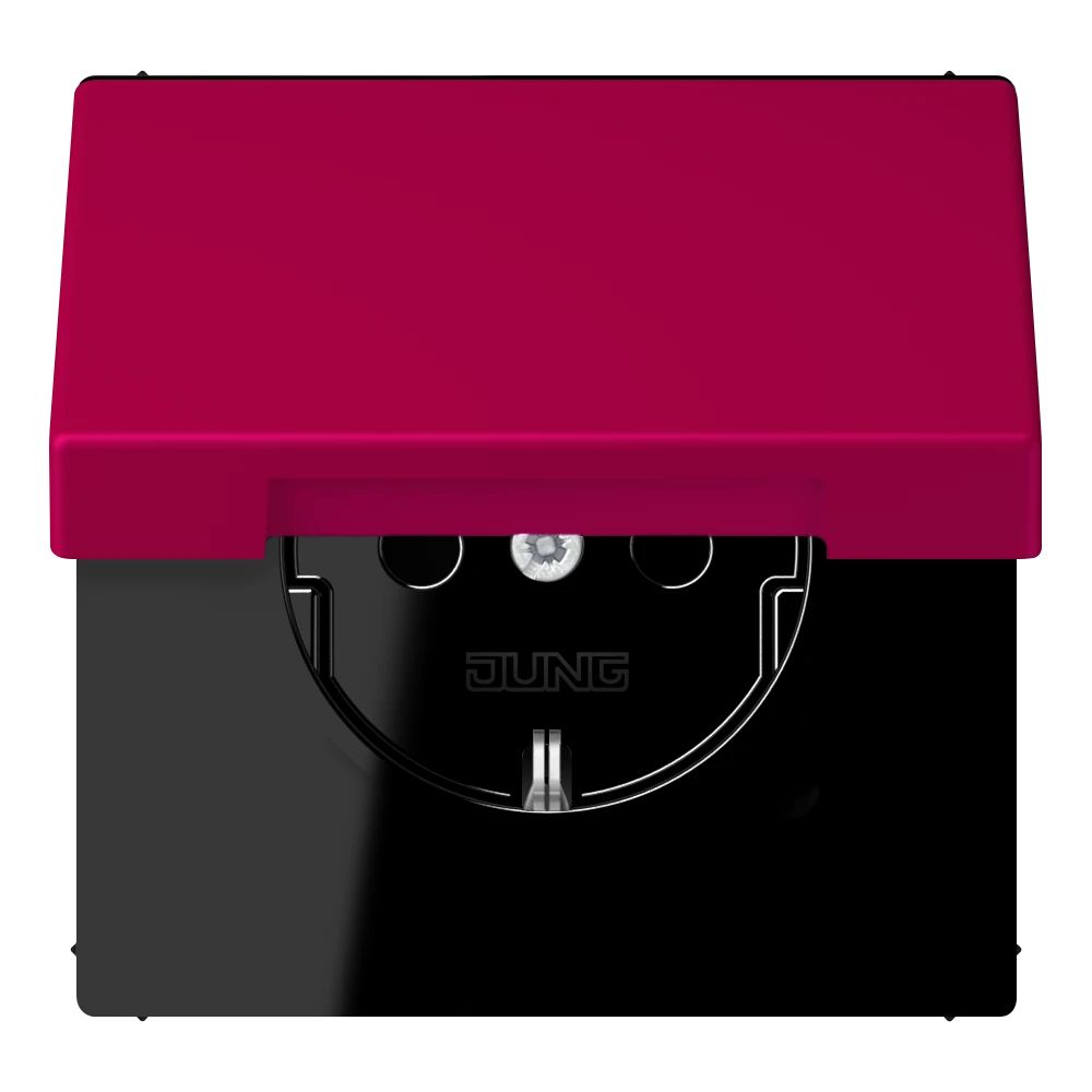 SCHUKO® lizdas, 16 A 250 V ~, su atlenkiamu dangteliu, termoplastiniu laku padengtas, LS serijos, raudonai raudonos spalvos (32101)