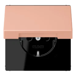 SCHUKO® lizdas, 16 A 250 V ~, su atlenkiamu dangteliu, termoplastiniu laku padengtas, LS serijos, rožinės spalvos (32102)