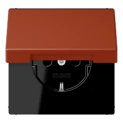 SCHUKO® lizdas, 16 A 250 V ~, su atlenkiamu dangteliu, termoplastiniu laku padengtas, LS serijos, „L'ocre Rouge“ (32110)