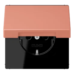 SCHUKO® lizdas, 16 A 250 V ~, su atlenkiamu dangteliu, termoplastiniu laku padengtas, LS serijos, l’ocre rouge moyen (32111)