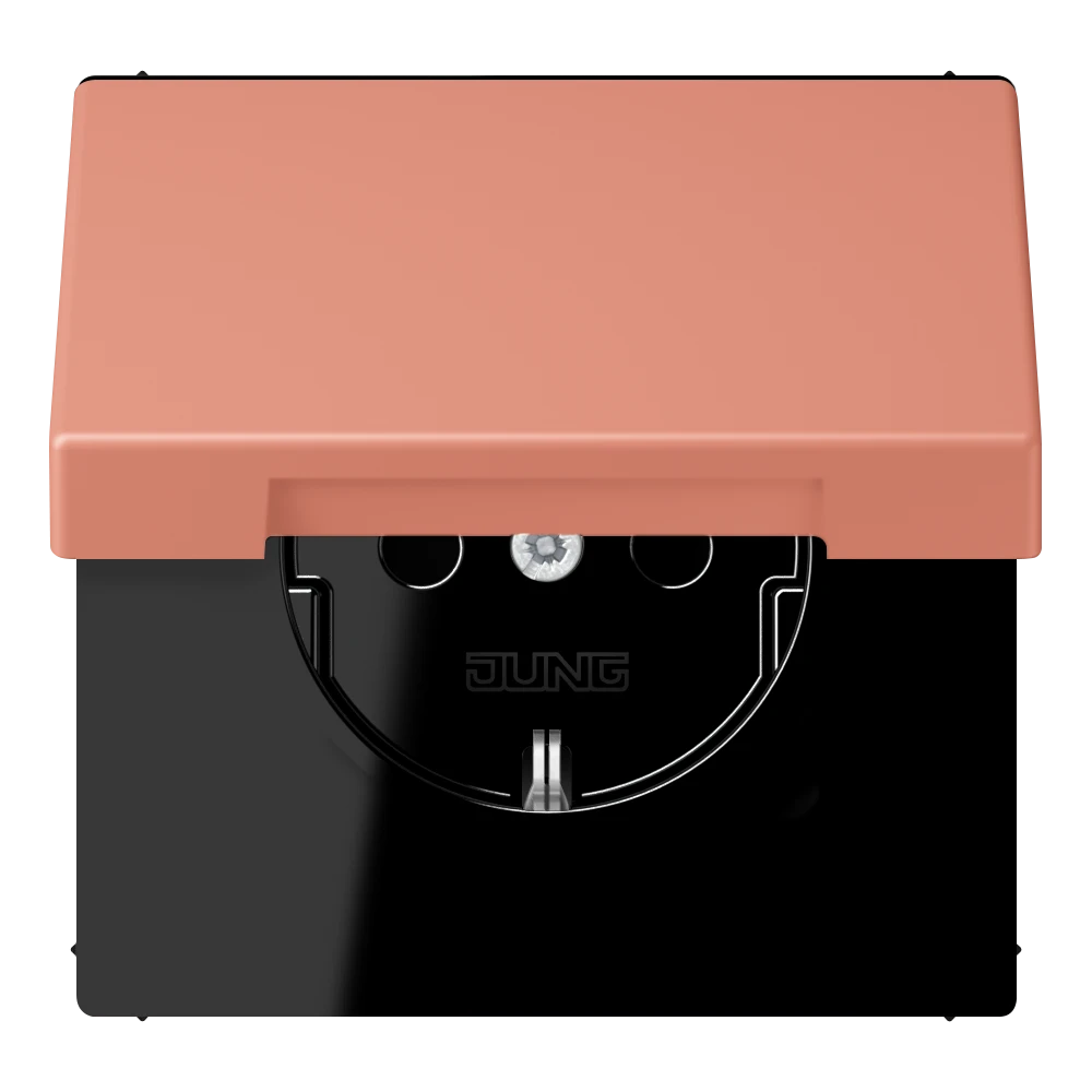 SCHUKO® lizdas, 16 A 250 V ~, su atlenkiamu dangteliu, termoplastiniu laku padengtas, LS serijos, l’ocre rouge moyen (32111)