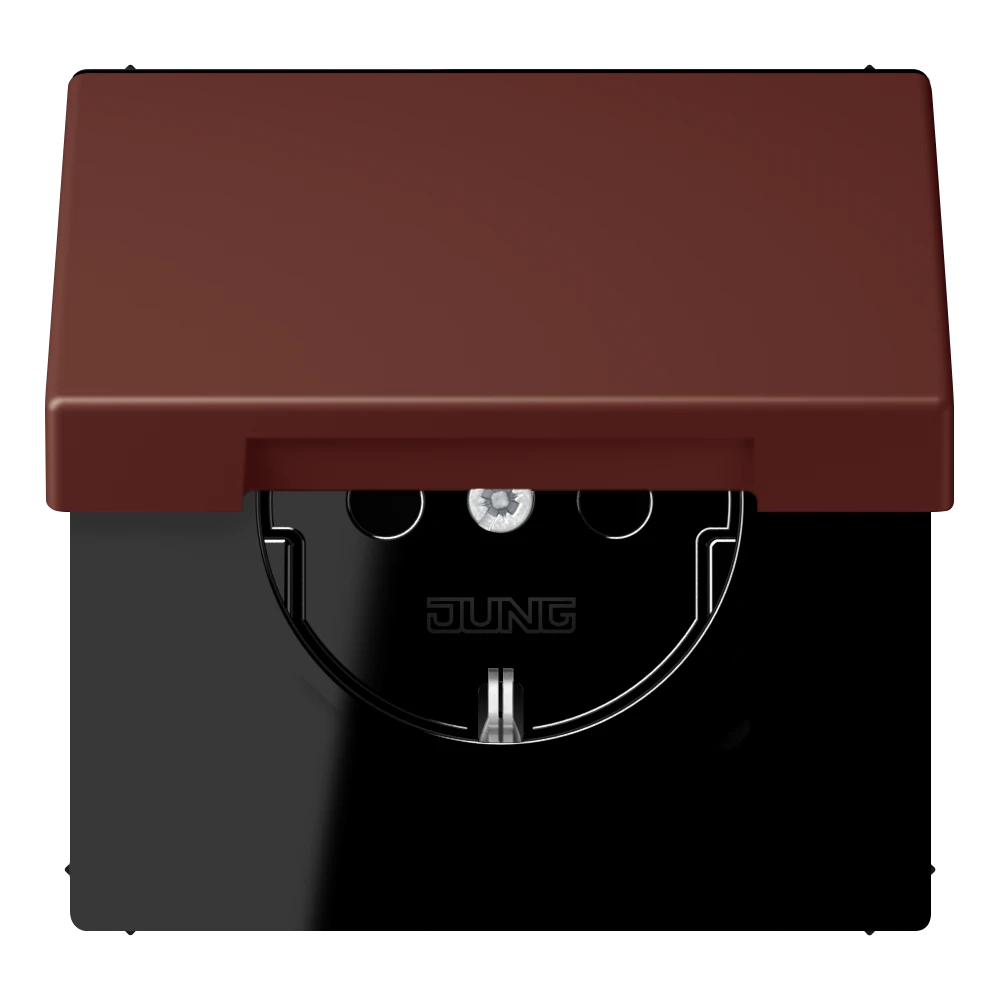 SCHUKO® lizdas, 16 A 250 V ~, atlenkiamas dangtis, lakuotas termoplastiniu būdu, LS serija, terre sienne brûlée 31 (32120)