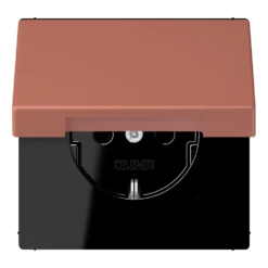 SCHUKO® lizdas, 16 A 250 V ~, atlenkiamas dangtis, lakuotas termoplastiniu būdu, LS serija, terre sienne brique (32121)