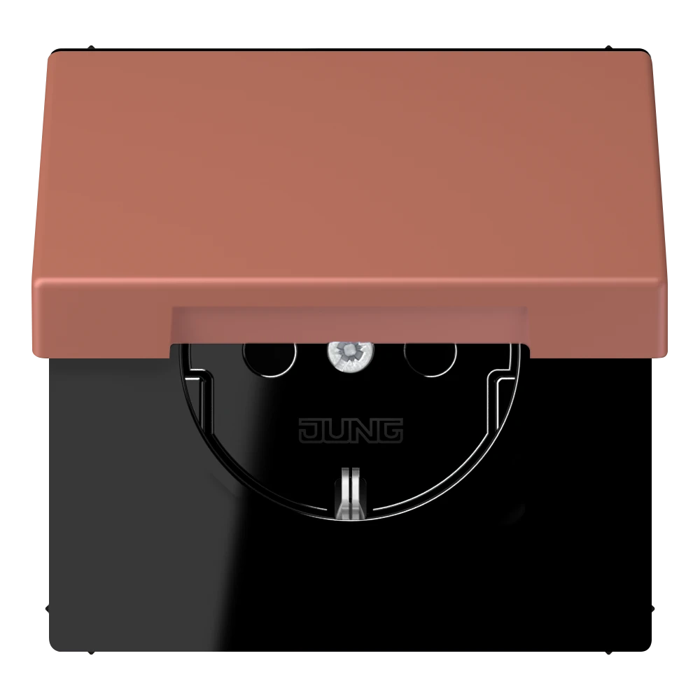 SCHUKO® lizdas, 16 A 250 V ~, atlenkiamas dangtis, lakuotas termoplastiniu būdu, LS serija, terre sienne brique (32121)