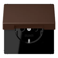 SCHUKO® lizdas, 16 A 250 V ~, atlenkiamas dangtelis, lakuotas termoplastiniu būdu, LS serija, terre d’ombre brûlée 31 (32130)