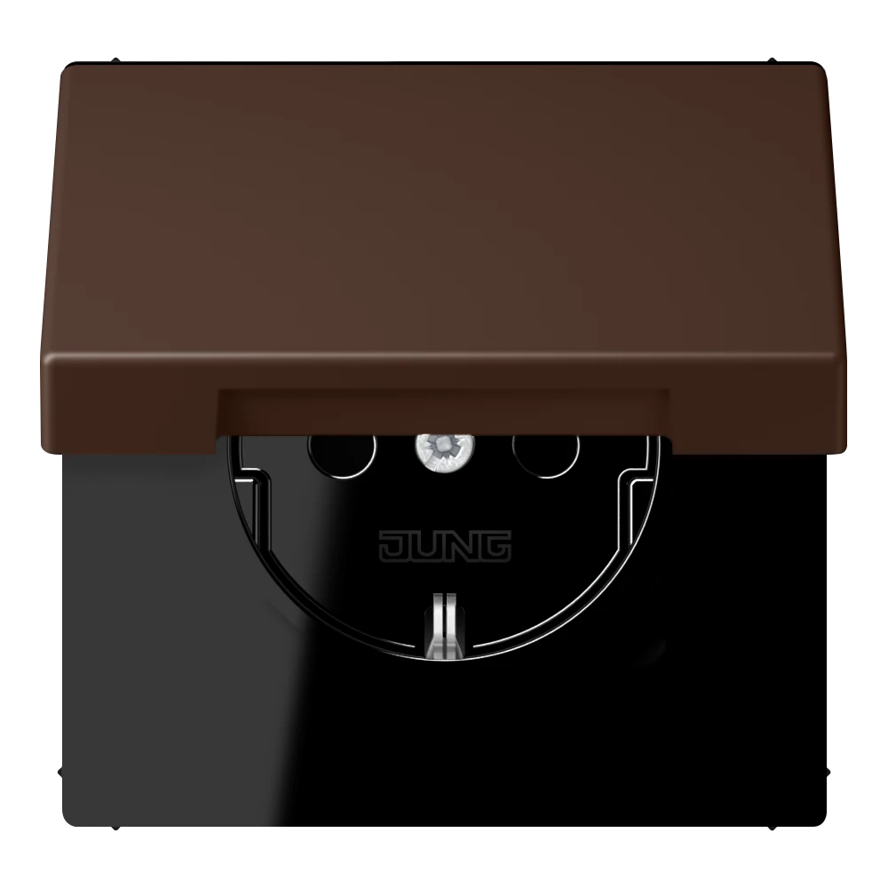 SCHUKO® lizdas, 16 A 250 V ~, atlenkiamas dangtelis, lakuotas termoplastiniu būdu, LS serija, terre d’ombre brûlée 31 (32130)