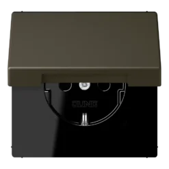SCHUKO® lizdas, 16 A 250 V ~, su atlenkiamu dangteliu, termoplastiniu laku padengtas, LS serijos, ombre naturelle 31 (32140)