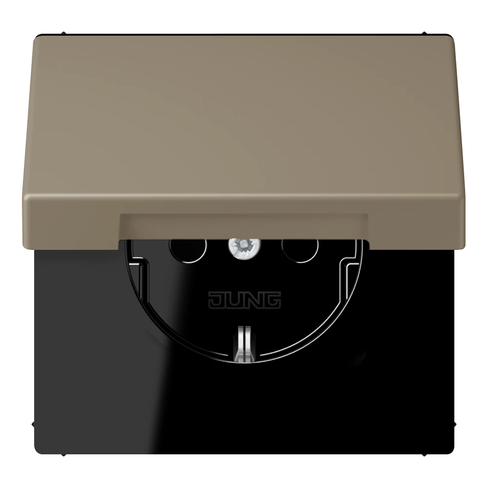 SCHUKO® lizdas, 16 A 250 V ~, atlenkiamas dangtelis, lakuotas termoplastiniu būdu, LS serija, ombre naturelle moyenne (32141)