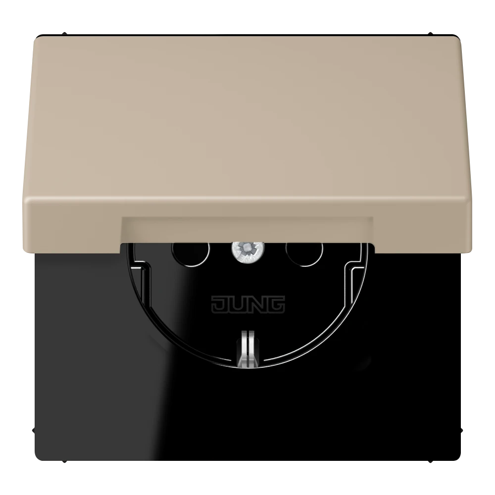 SCHUKO® lizdas, 16 A 250 V ~, su atlenkiamu dangteliu, termoplastiniu laku padengtas, LS serijos, ombre naturelle claire (32142)