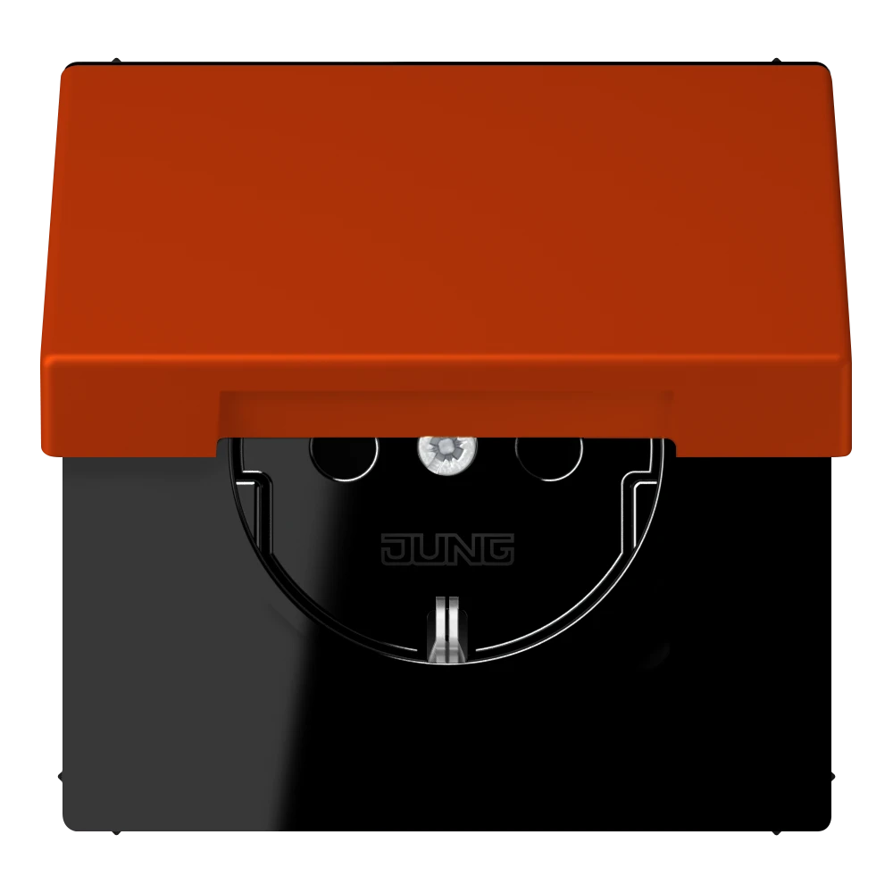 SCHUKO® lizdas, 16 A 250 V ~, su atlenkiamu dangteliu, termoplastiniu laku padengtas, LS serijos, raudonai raudona 59 (4320A)