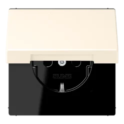 SCHUKO® lizdas, 16 A 250 V ~, su atlenkiamu dangteliu, termoplastiniu laku padengtas, LS serijos, dramblio kaulo spalvos (4320B)