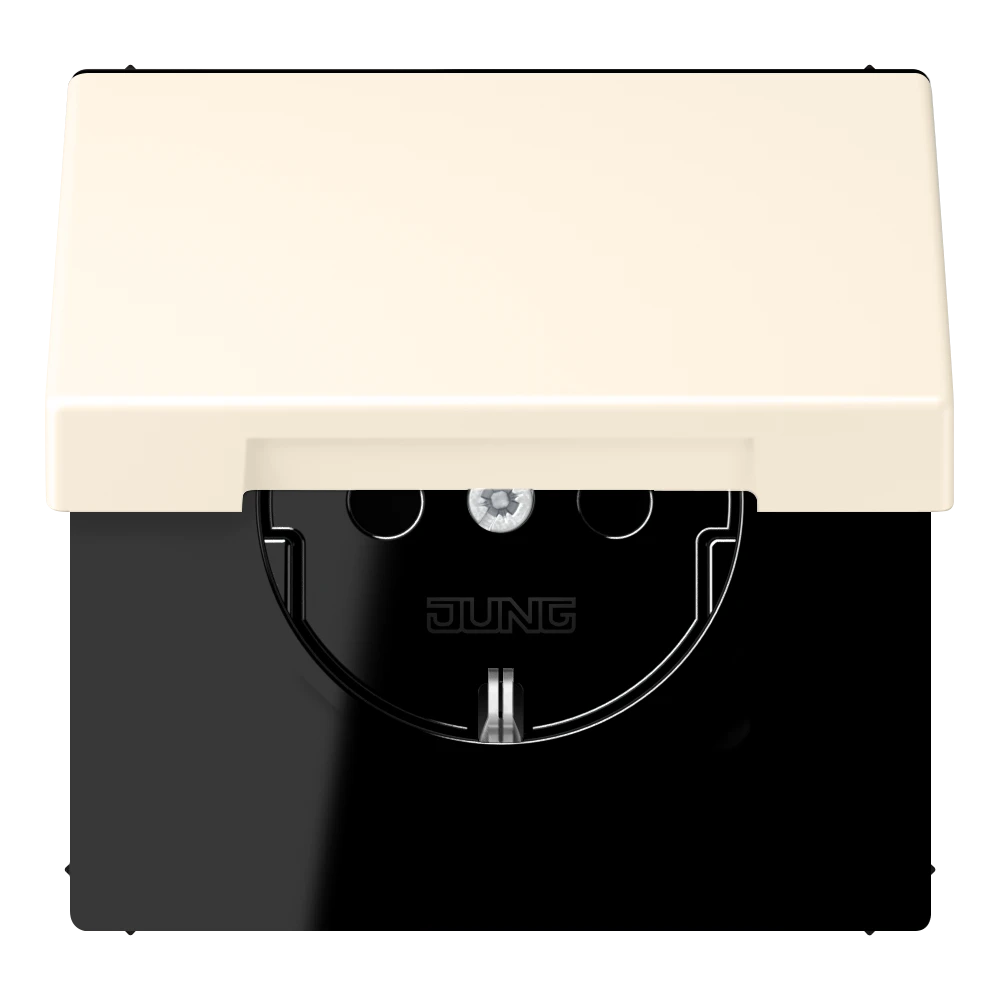 SCHUKO® lizdas, 16 A 250 V ~, su atlenkiamu dangteliu, termoplastiniu laku padengtas, LS serijos, dramblio kaulo spalvos (4320B)