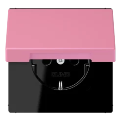 SCHUKO® lizdas, 16 A 250 V ~, su atlenkiamu dangteliu, termoplastiniu laku padengtas, LS serijos, rožinis (4320C)