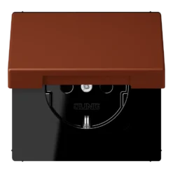SCHUKO® lizdas, 16 A 250 V ~, atlenkiamas dangtis, lakuotas termoplastiniu būdu, LS serija, terre sienne brûlée 59 (4320D)