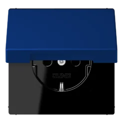 SCHUKO® lizdas, 16 A 250 V ~, atlenkiamas dangtelis, lakuotas termoplastiniu būdu, LS serija, bleu outremer foncé (4320T)