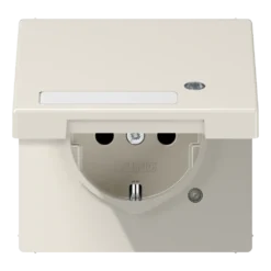 SCHUKO® lizdas, 16 A 250 V ~, su signaline lempute, su užrašo laukeliu, SAFETY+, atlenkiamu dangteliu, termoplastinis, LS serijos, dramblio kaulo spalvos