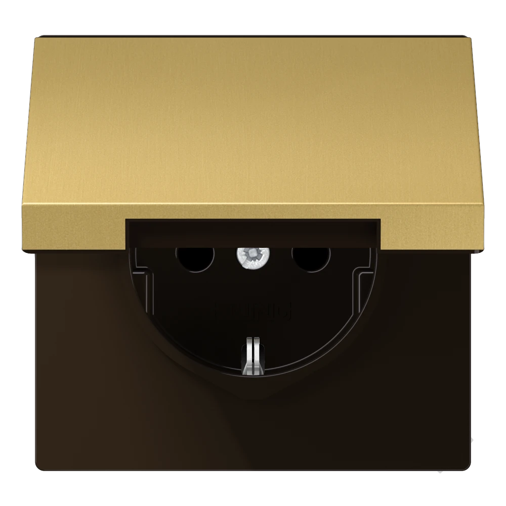 SCHUKO® lizdas, 16 A 250 V ~, SAFETY+, su atlenkiamu dangteliu, žalvaris, LS serijos, klasikinis žalvaris