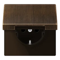 SCHUKO® lizdas, 16 A 250 V ~, su atlenkiamu dangteliu, žalvaris, LS serijos, sendinto žalvario