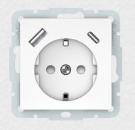 KIŠTUKINIS LIZDAS SU ĮŽEMINIMU, USB-A ir USB-A C MAITINIMO LIZDAS (3.4A, 5V), BE RĖMELIO BALTAS