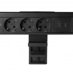 AE-GMNIC3S2U-20 ilgiklis 3x shucko su USB A+C juodas