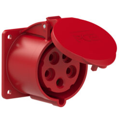 325-6f7 Įmontuojamas kištukinis lizdas 32A 5P 6h 400V IP44/54 (75x75mm)