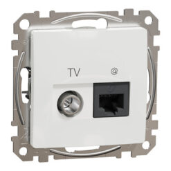 SDD111469T TV+komp. lizdas RJ45 CAT6 UTP, be rėmelio, baltos spalvos, Sedna Design