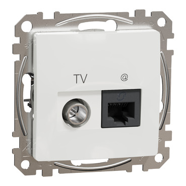 SDD111469T TV+komp. lizdas RJ45 CAT6 UTP, be rėmelio, baltos spalvos, Sedna Design