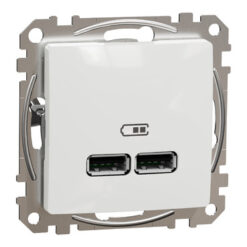 SDD111401 USB 2.0 įkroviklis, 2 jungtys A+A, 2,1A, baltos spalvos, Sedna Design