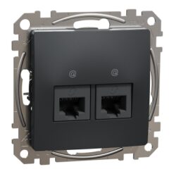 SDD114462 2-gubas komp. lizdas 2xRJ45, kat. 6, neekr., be rėmelio, antracito spalvos, Sedna Design